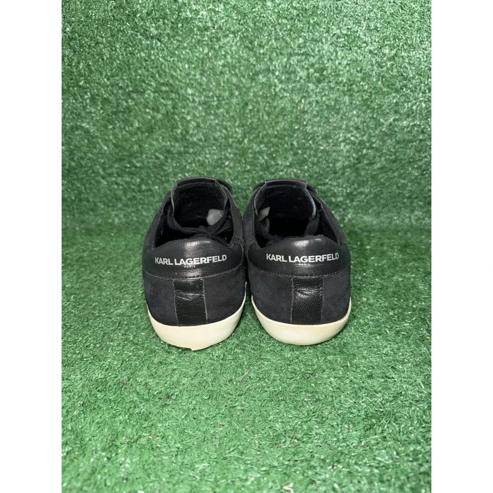 Karl Lagerfeld Paris Shoes Men Size 9.5 Black Green Suede Luxury Sneakers‎
